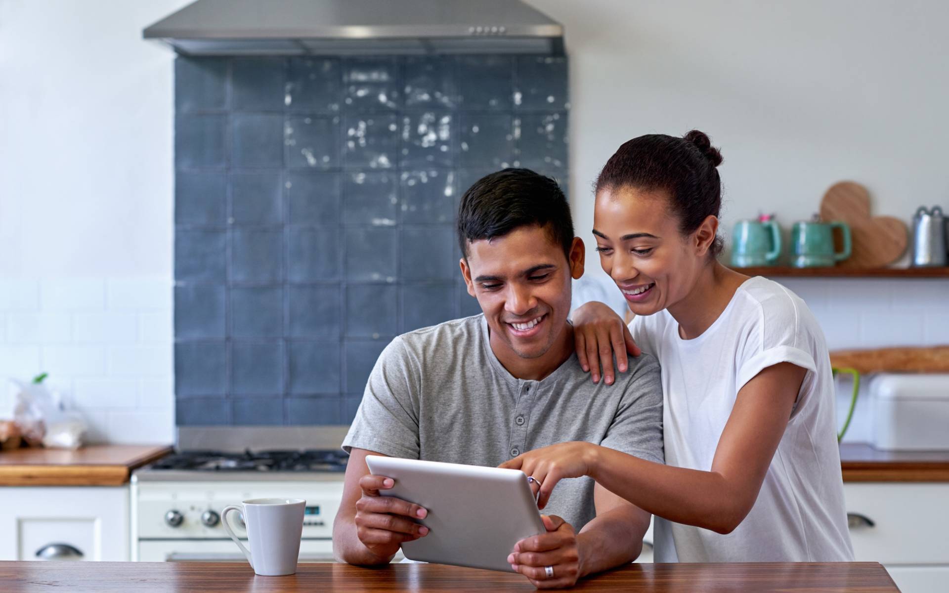 Couple researching clean energy home